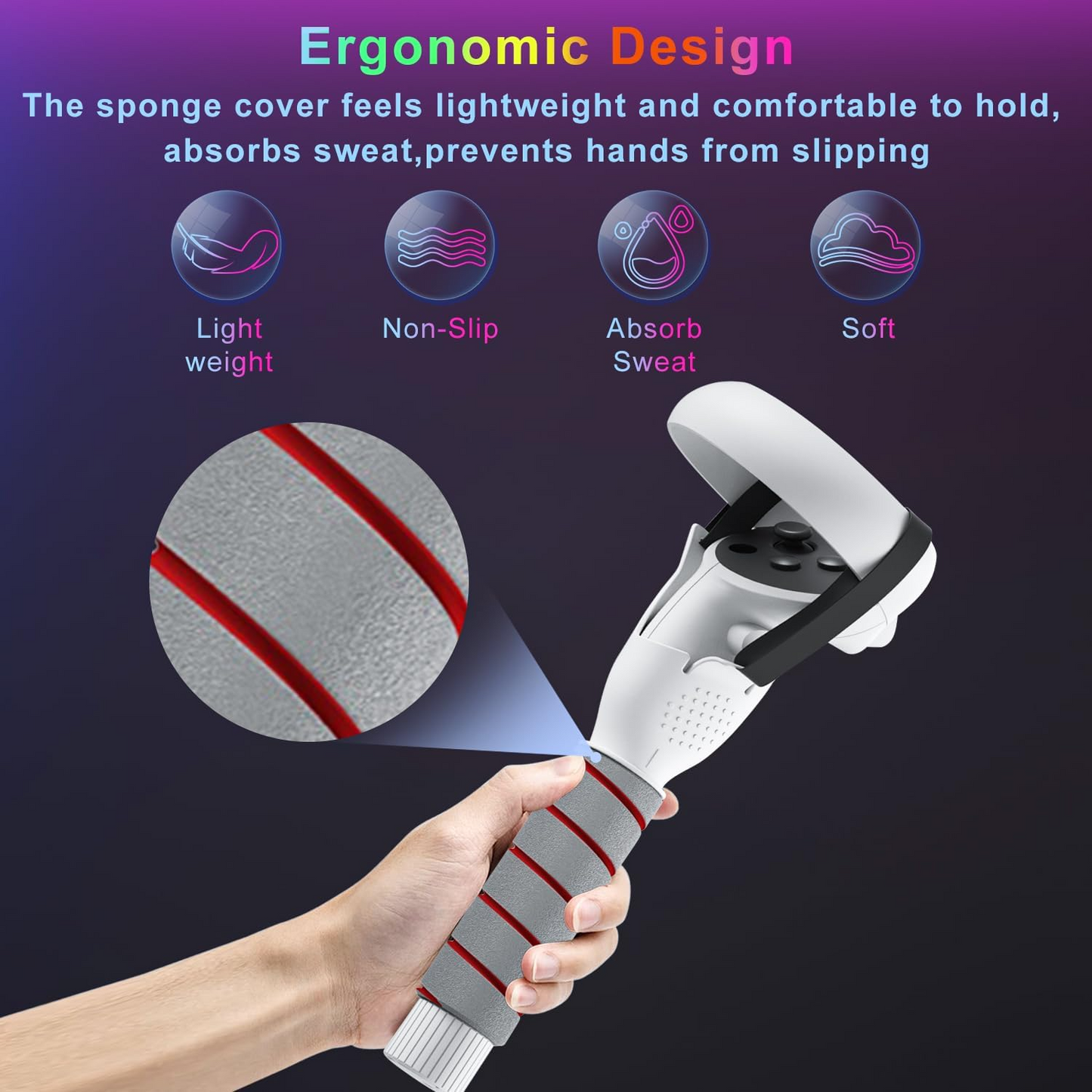 2 in 1 Long Arms & Handle Attachments Compatible with Oculus Quest 2 Hand Controllers, VR Gorilla Tag Long Arms/Stick Extension Grips for Meta Quest 2 Accessories for Beat Saber Golf Club Game