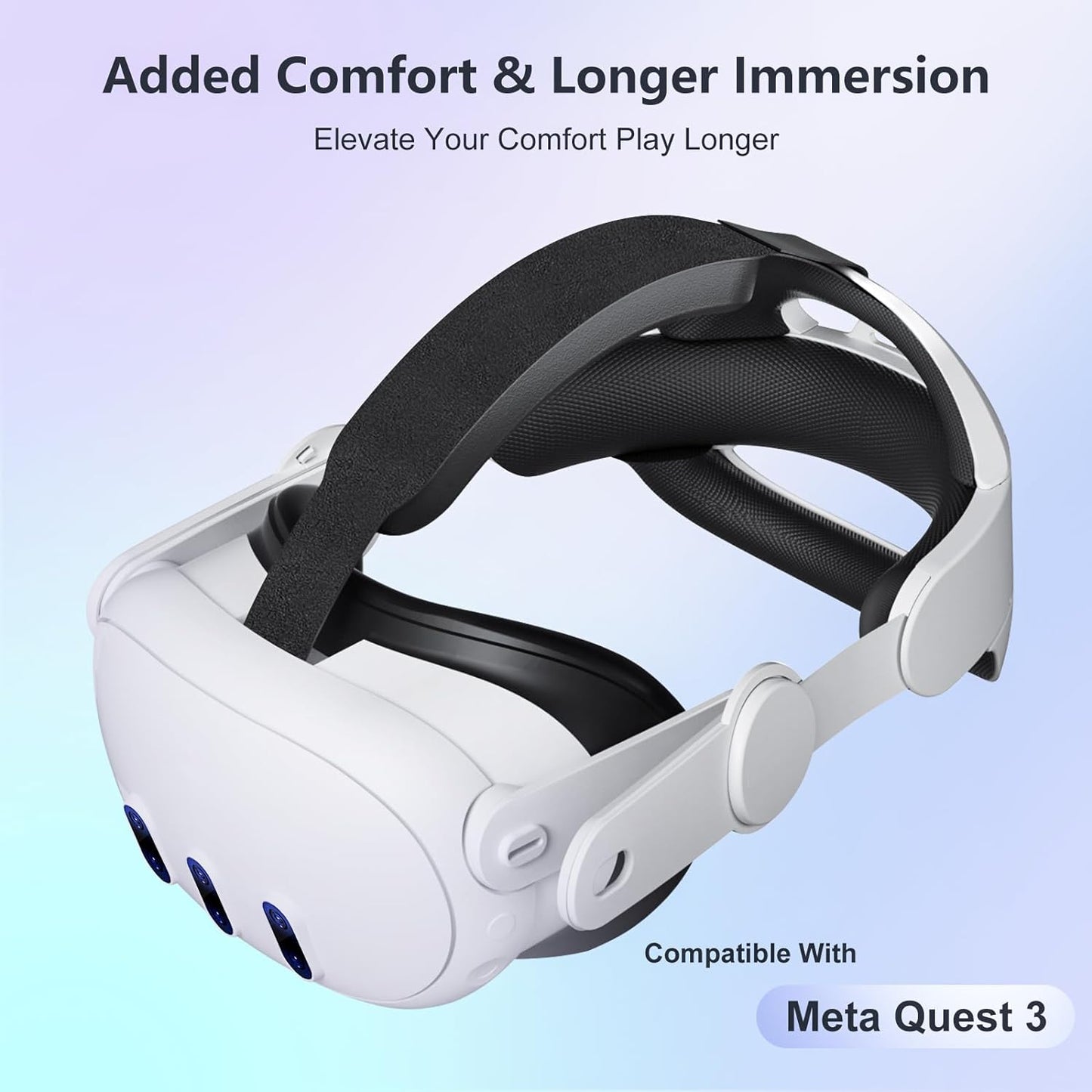 Upgraded Head Strap for Meta Oculus Quest 3, Pressure-Free Elite Strap Accessories Replacement, Adjustable Headband Soft Cushion VR Headset Enhanced Comfort & Balanced Fit for Longer Immersion