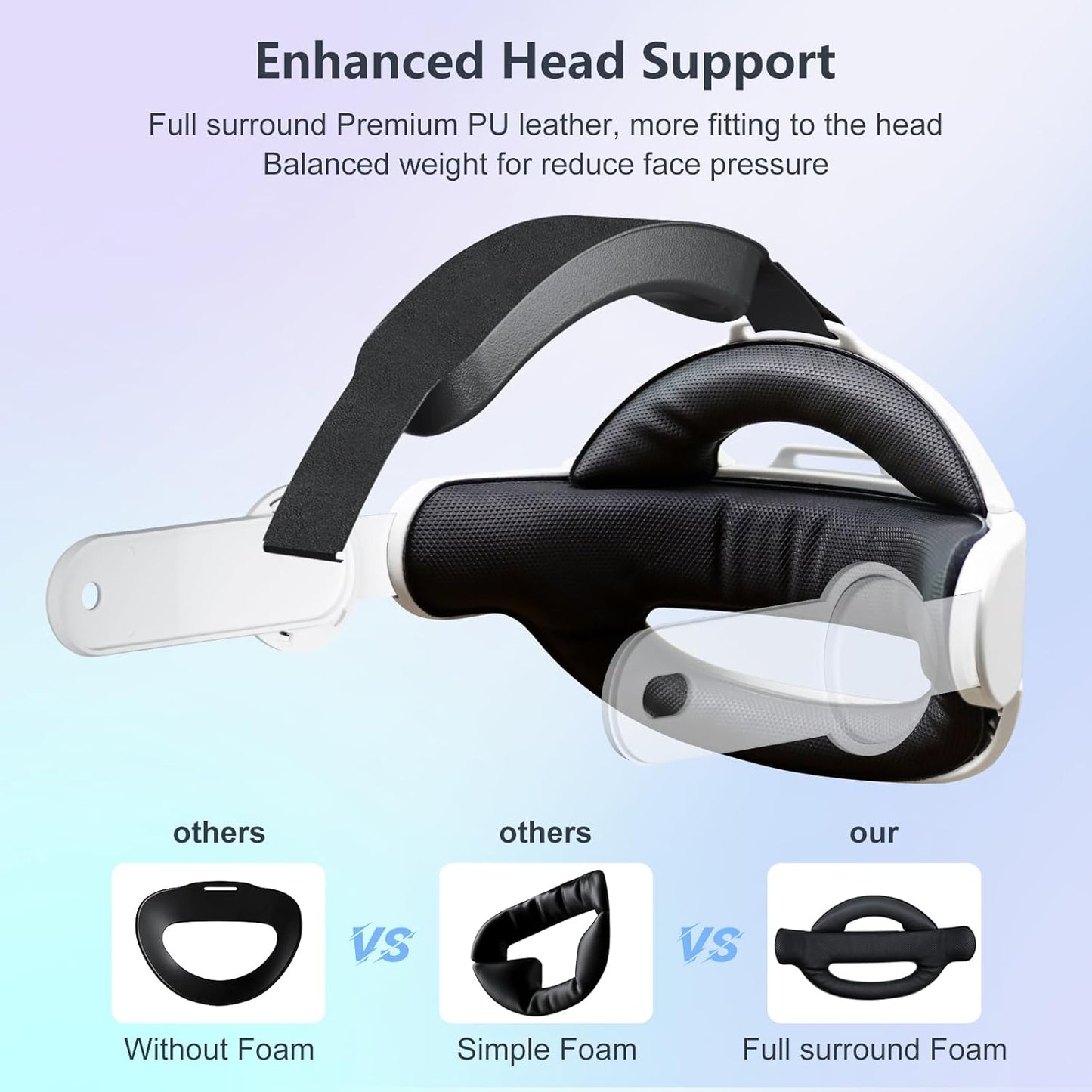 Upgraded Head Strap for Meta Oculus Quest 3, Pressure-Free Elite Strap Accessories Replacement, Adjustable Headband Soft Cushion VR Headset Enhanced Comfort & Balanced Fit for Longer Immersion