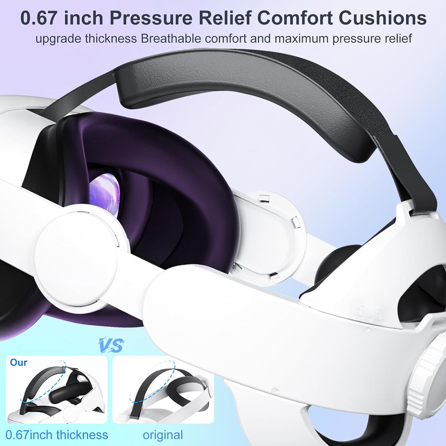 Upgraded Head Strap for Meta Oculus Quest 3, Pressure-Free Elite Strap Accessories Replacement, Adjustable Headband Soft Cushion VR Headset Enhanced Comfort & Balanced Fit for Longer Immersion